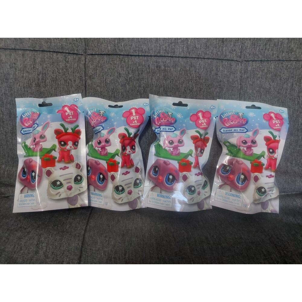 Complete Set of Sleigh All Day Littlest Pet Shop Brand New Sealed All 4 Codes